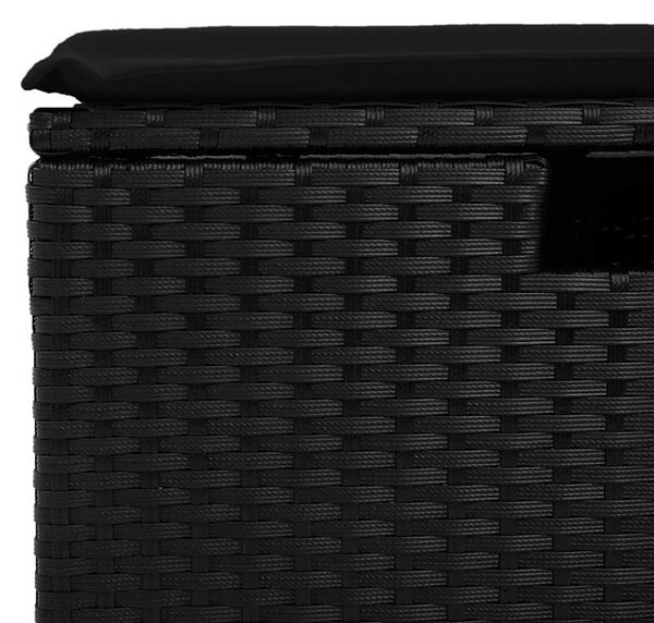 6 részes fekete polyrattan kerti ülőgarnitúra párnákkal