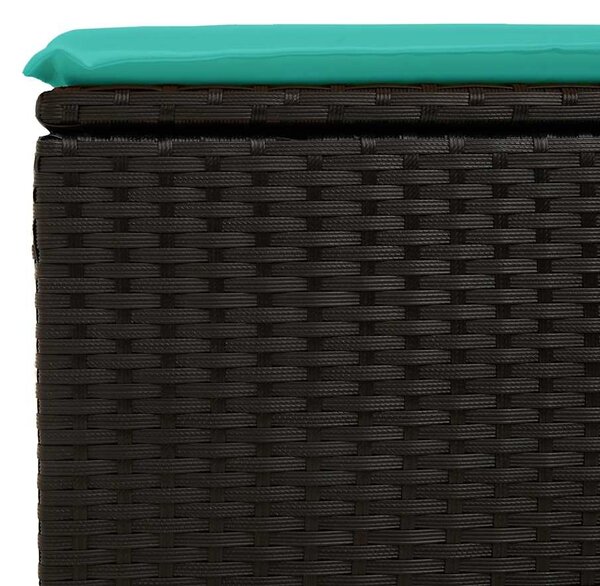2 részes fekete polyrattan akácfa kerti ülőgarnitúra párnával
