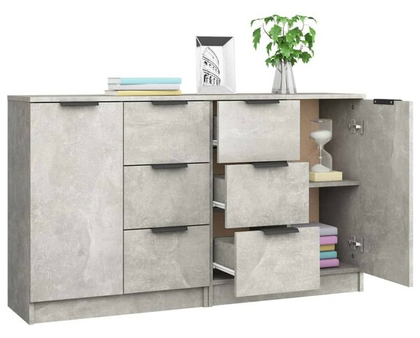 2 db betonszürke szerelt fa tálalóasztal 60 x 30 x 70 cm