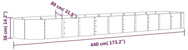 Acél Kerti Magaságyás - Ovális - 440x80x36 cm