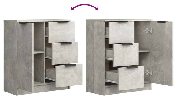 2 db betonszürke szerelt fa tálalóasztal 60 x 30 x 70 cm
