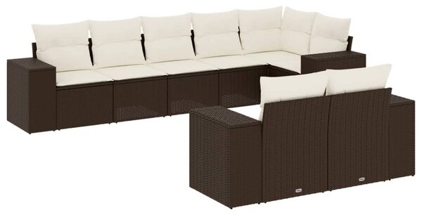 8 részes barna polyrattan kerti ülőgarnitúra párnákkal