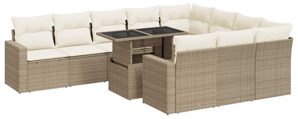 11 részes bézs polyrattan kerti ülőgarnitúra párnákkal