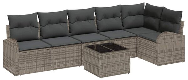 Kerti Kanapé Szett párnával 7 pcs Szürke Poli rattan