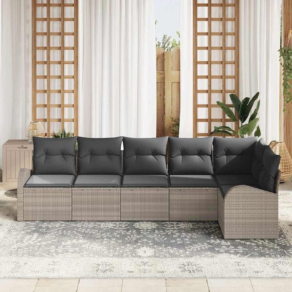 Kerti Kanapé Szett párnával 6 pcs Világosszürke Poli rattan