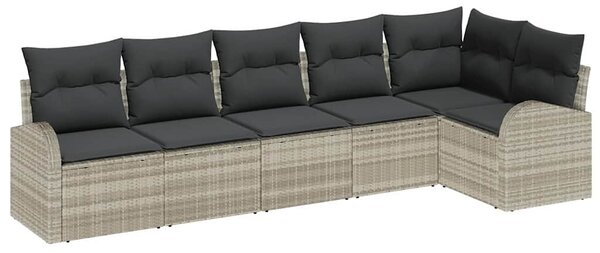 Kerti Kanapé Szett párnával 6 pcs Világosszürke Poli rattan