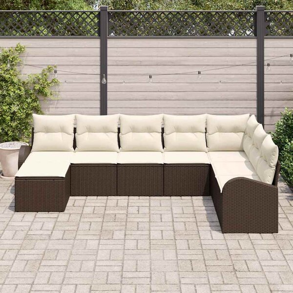 Kerti Kanapé Szett 8 db Barna [Műanyag]: Poly Rattan