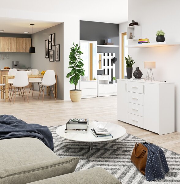 AKORD K45 Klasszikus Laminált Komód Fehér