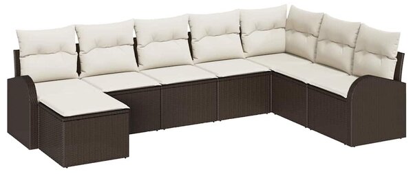 Kerti Kanapé Szett 8 db Barna [Műanyag]: Poly Rattan