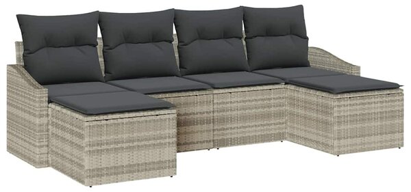 Kanapé Szett párnával 6 pcs Világosszürke polirattan