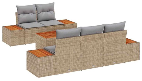 Kerti Kanapé Szett párnával 6 pcs Bézs Poli rattan