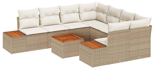 Kerti Kanapé Szett párnával 9 pcs Bézs Poli rattan