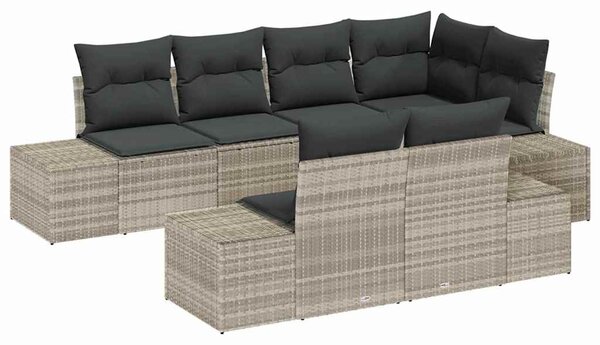 Kerti Kanapé Szett párnával 7 pcs Világosszürke polirattan