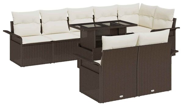 Kerti Kanapé Szett párnával 9 pcs Barna Poli rattan