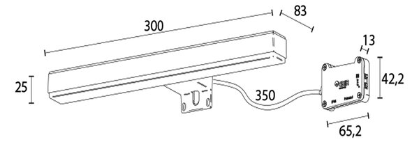 Sapho Sapho, VERONICA 2 LED lámpa, 8W, 300x25x83mm, fekete, E27423CI