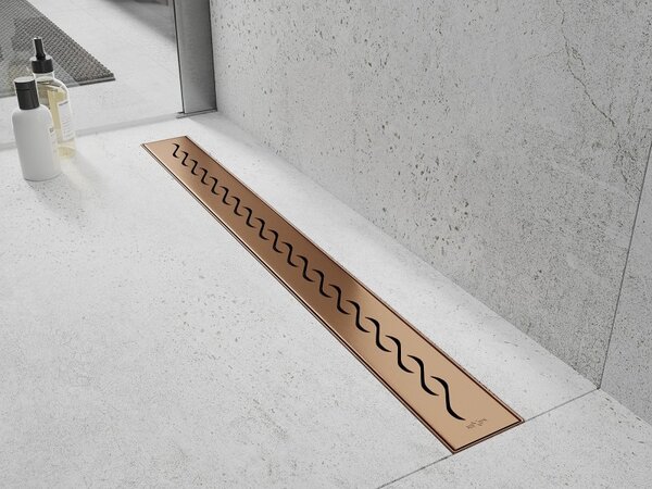 Mexen Flat, lineáris padlóösszefolyó 70 cm, matt réz, 1C23070