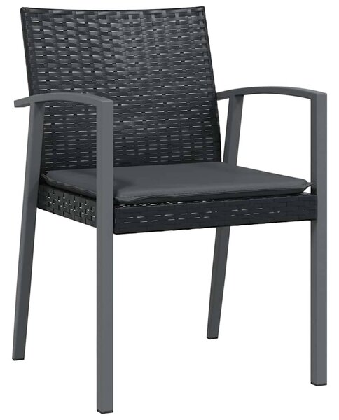 Kert étkező szett 5 db Fekete és Szürke PE Rattan