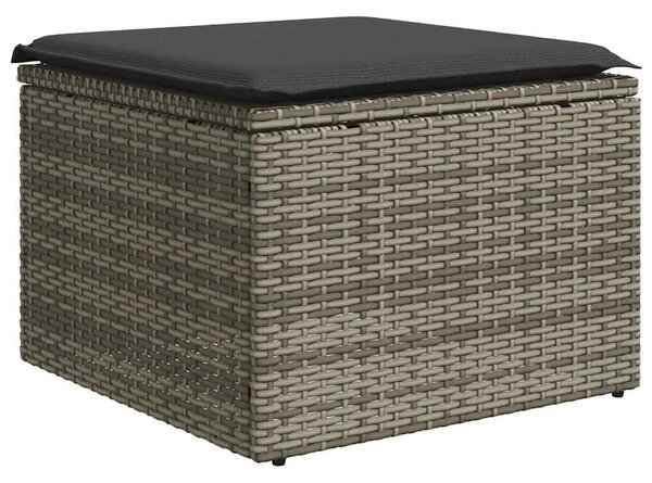 2 részes szürke polyrattan akácfa kerti ülőgarnitúra párnákkal