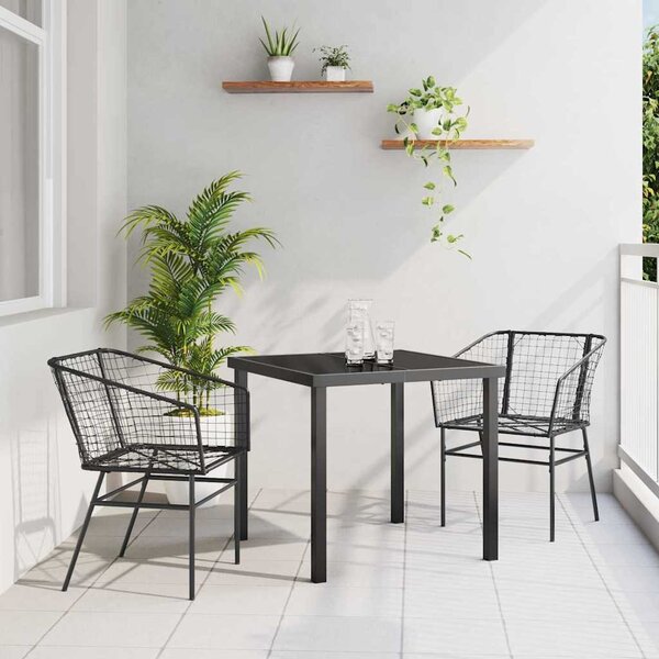Kert étkező szett 3 pcs Fekete polirattan