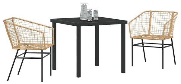 Kert étkező szett 3 pcs Barna polirattan