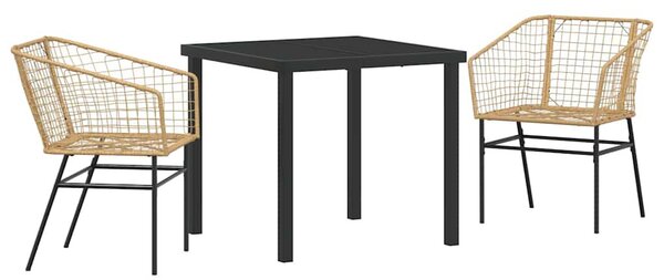Kert étkező szett 3 pcs Barna polirattan