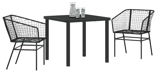 Kert étkező szett 3 pcs Fekete polirattan
