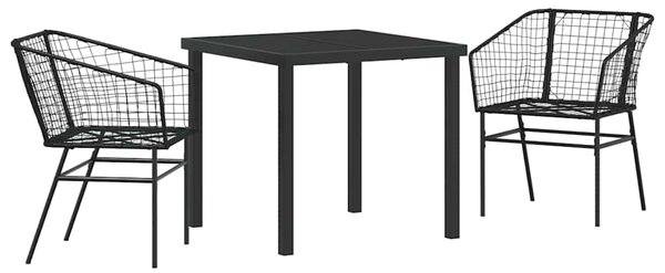Kert étkező szett 3 pcs Fekete polirattan