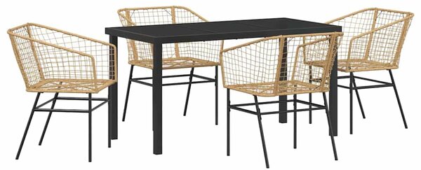Kert étkező szett 5 pcs Barna polirattan