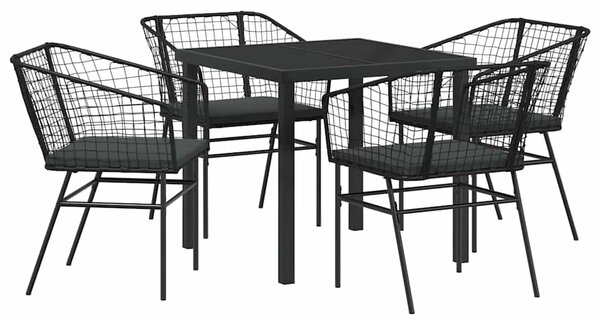 Kert étkező szett 5 pcs Fekete polirattan