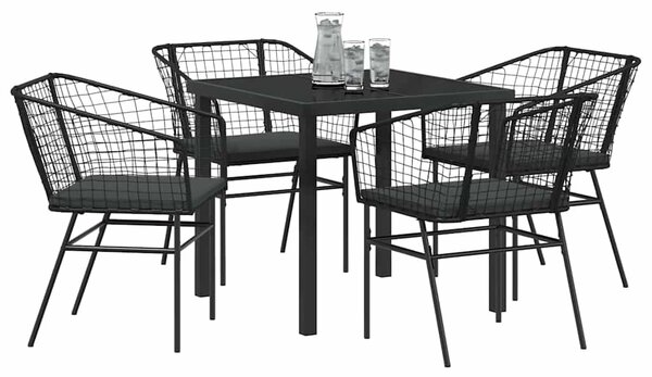 Kert étkező szett 5 pcs Fekete polirattan