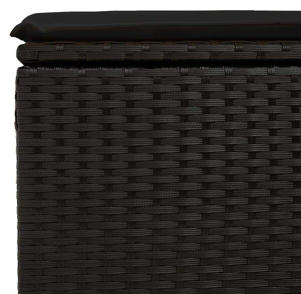 2 részes fekete polyrattan akácfa kerti ülőgarnitúra párnával