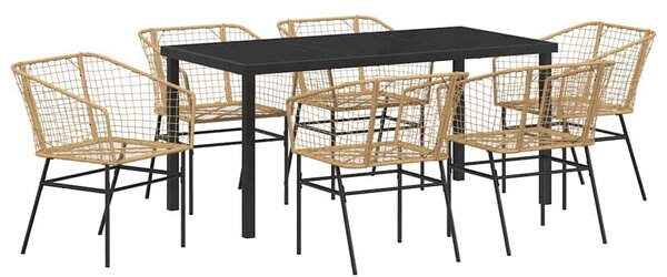 Kert étkező szett 7 pcs Barna polirattan