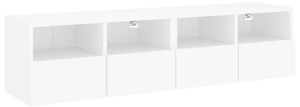 2 db fehér szerelt fa fali TV-szekrény 60 x 30 x 30 cm