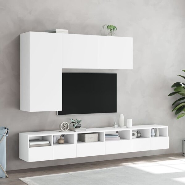 2 db fehér szerelt fa fali TV-szekrény 60 x 30 x 30 cm