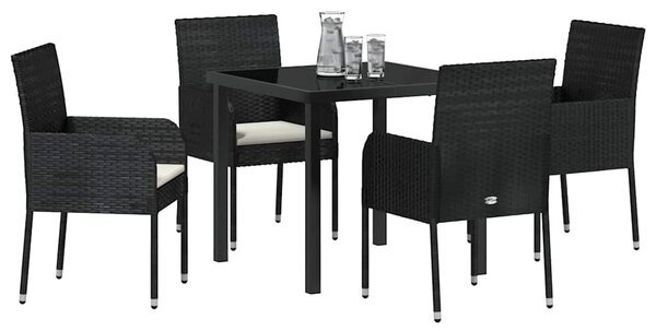 Kert étkező szett párnával 5 pcs Fekete polirattan