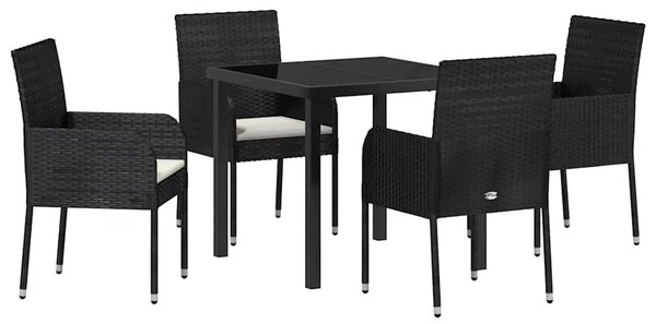 Kert étkező szett párnával 5 pcs Fekete polirattan