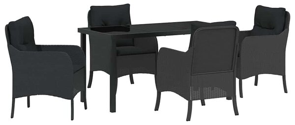 Kert étkező szett párnával 5 pcs Fekete polirattan