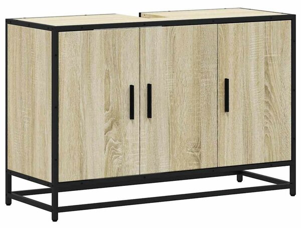 Sonoma tölgy szerelt fa fürdőszobai mosdószekrény 90x33x60 cm
