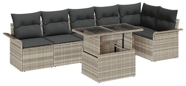 Kerti Kanapé Szett párnával 7 pcs Világosszürke Poli rattan