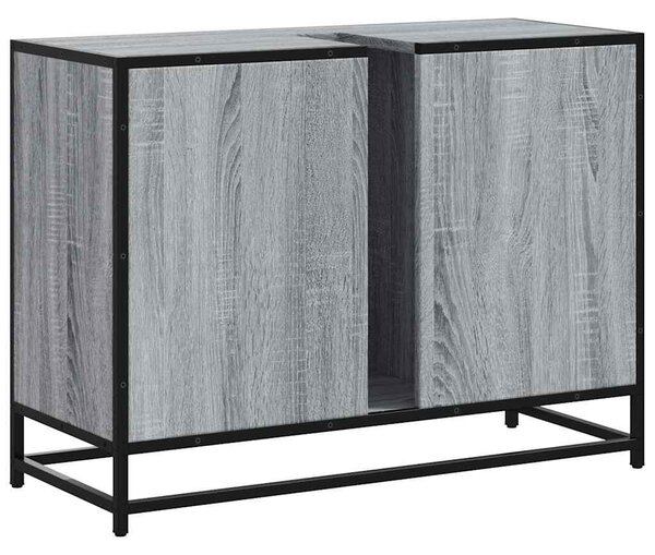 Szürke sonoma szerelt fa fürdőszobai mosdószekrény 80x33x60 cm