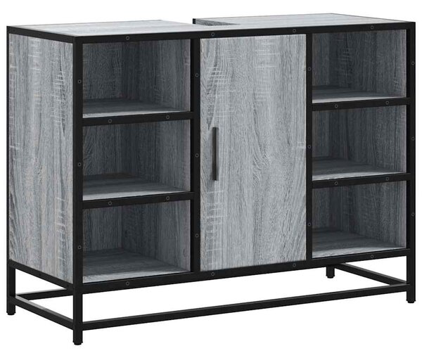 Szürke sonoma szerelt fa fürdőszobai mosdószekrény 80x33x60 cm