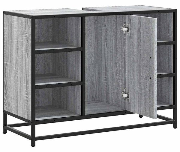 Szürke sonoma szerelt fa fürdőszobai mosdószekrény 80x33x60 cm