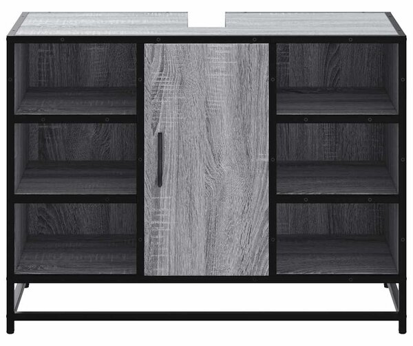 Szürke sonoma szerelt fa fürdőszobai mosdószekrény 80x33x60 cm