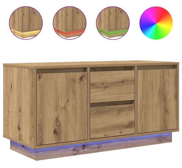 Kézműves tölgy színű TV-szekrény LED-lámpákkal 100x41x50 cm