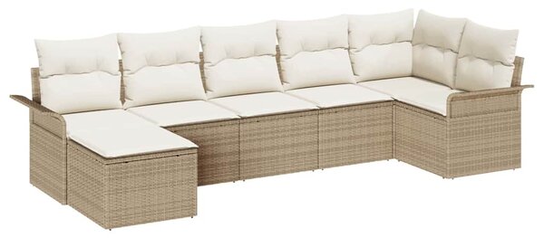 Kerti Kanapé Szett párnával tárolóval 7 pcs Bézs Poli rattan