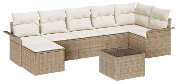 Kerti Kanapé Szett párnával tárolóval 8 pcs Bézs Poli rattan