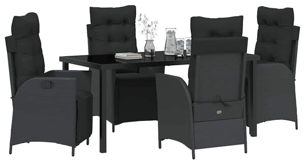 Kert étkező szett párnával 5 pcs Fekete polirattan