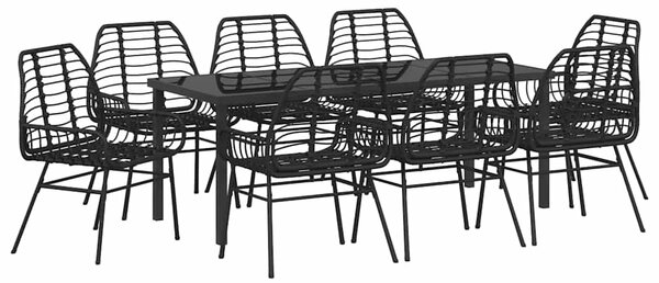 Kert étkező szett 9 pcs Fekete polirattan
