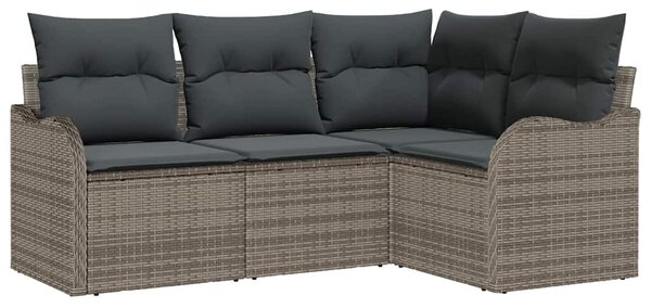 Kerti Kanapé Szett tárolóval 4 pcs Szürke polirattan