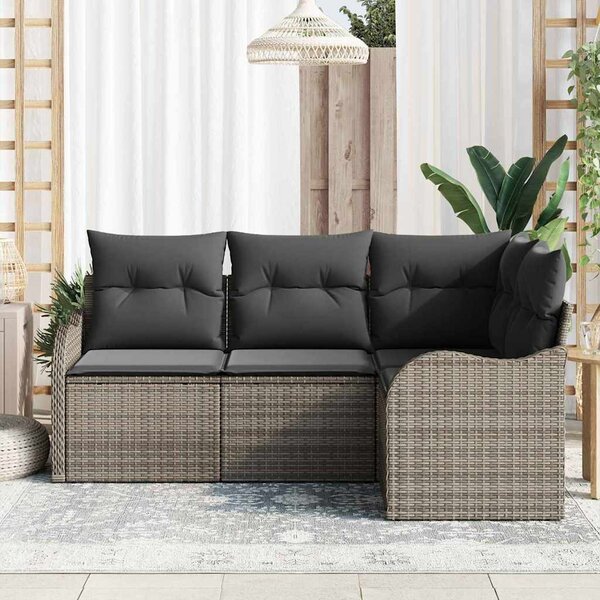 Kerti Kanapé Szett tárolóval 4 pcs Szürke polirattan